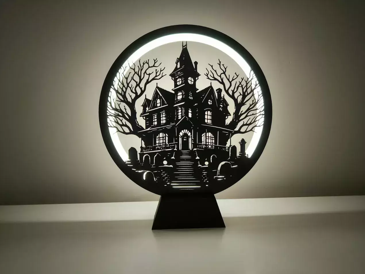 Halloween LED Ring Silhouette Lamp 3D print model_4
