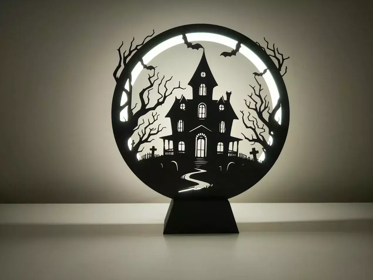 Halloween LED Ring Silhouette Lamp 3D print model_0