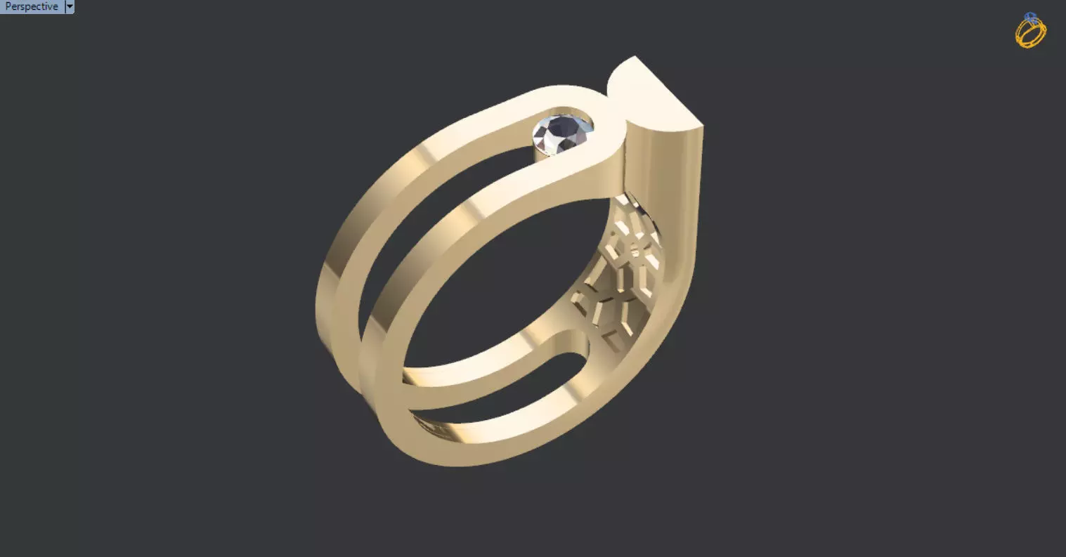 modern geometric ring 3D print model_0