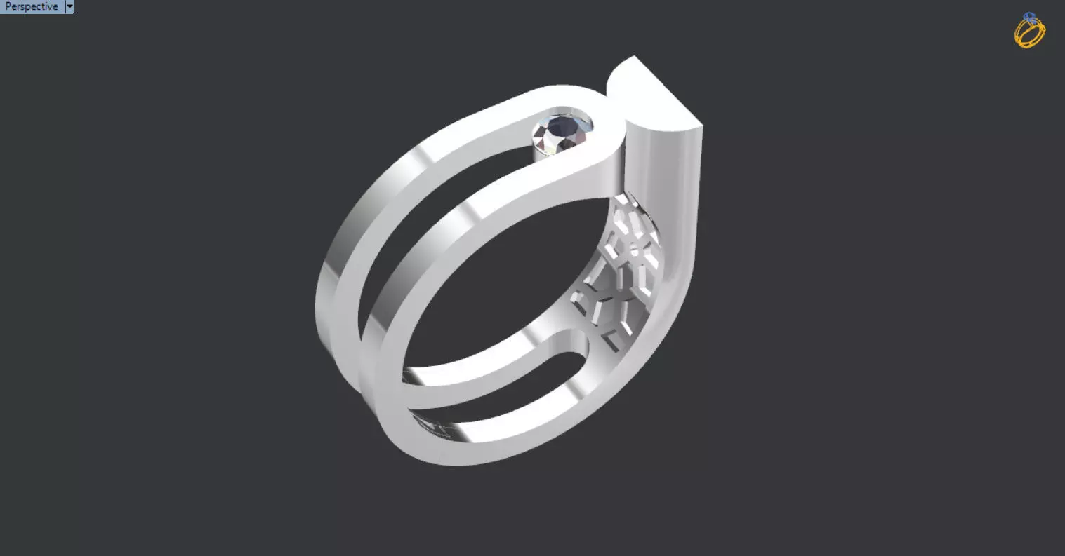 modern geometric ring 3D print model_1