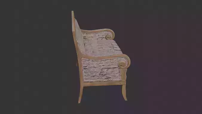 Antique Wood Frame Sofa with Upholstery