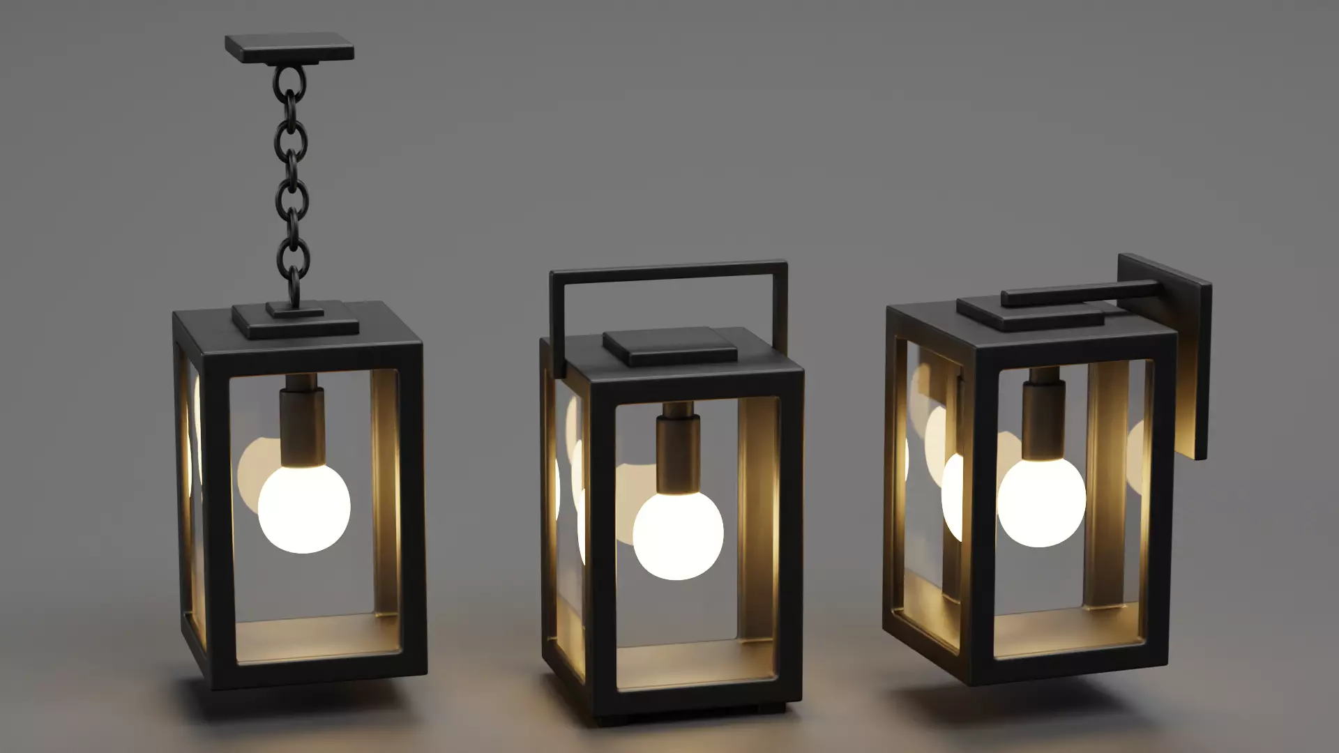 Modern Lantern Collection Low-poly 3D model_0
