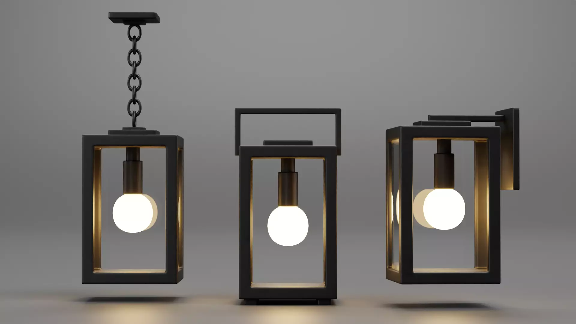 Modern Lantern Collection Low-poly 3D model_1