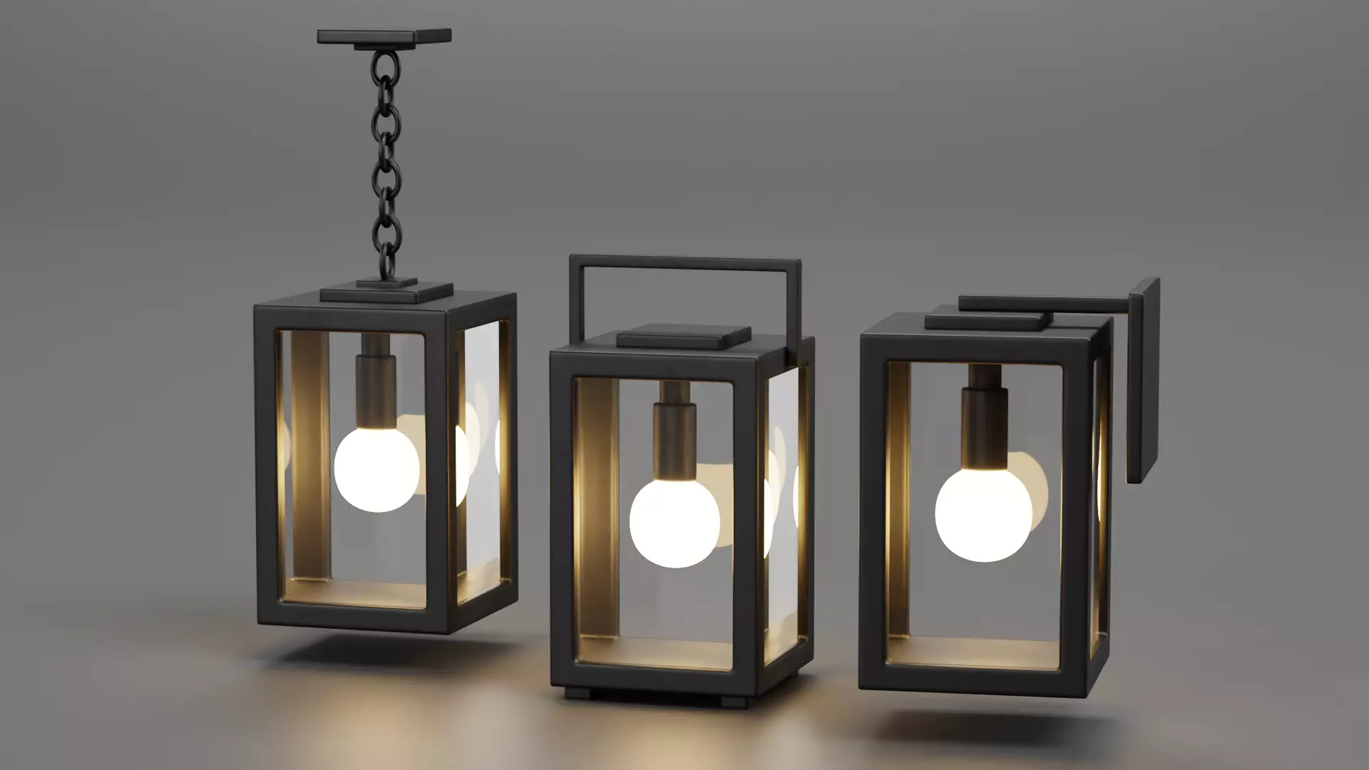Modern Lantern Collection Low-poly 3D model_7