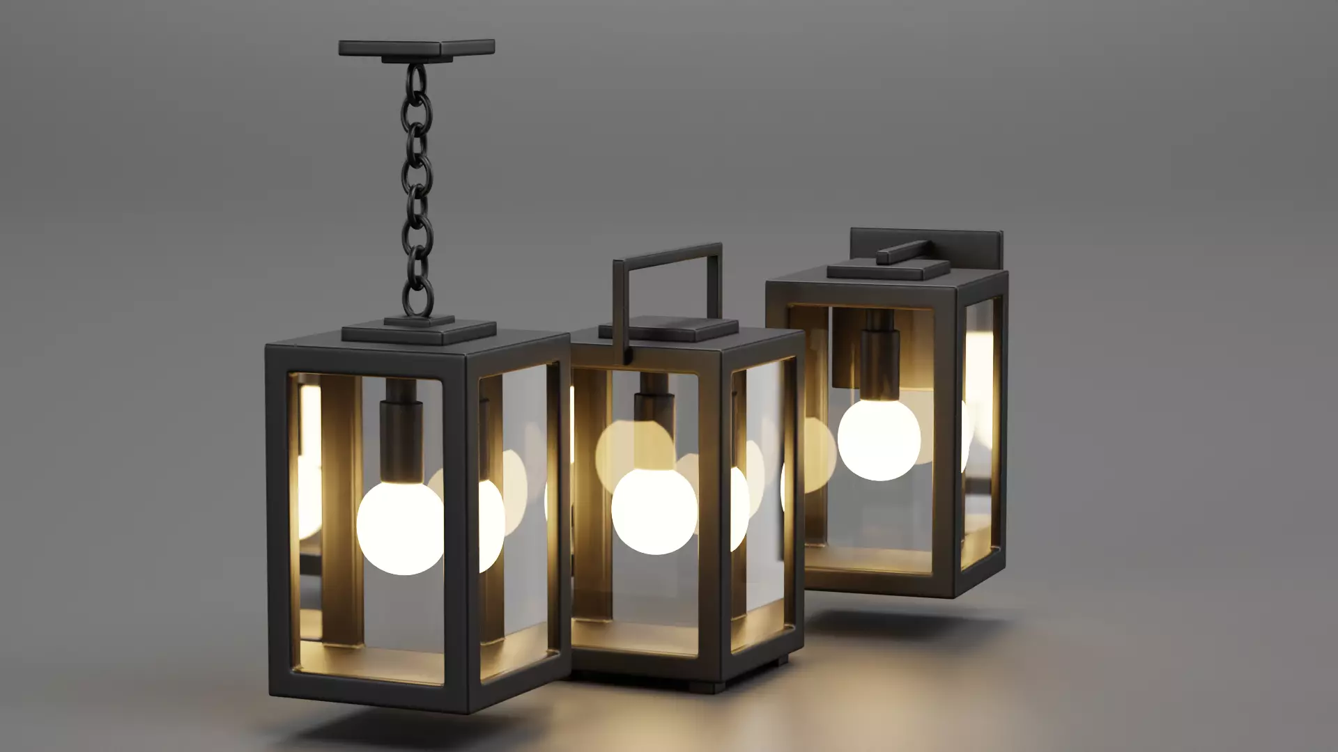 Modern Lantern Collection Low-poly 3D model_2