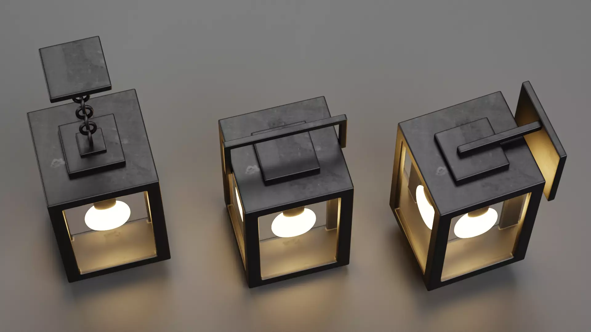 Modern Lantern Collection Low-poly 3D model_8