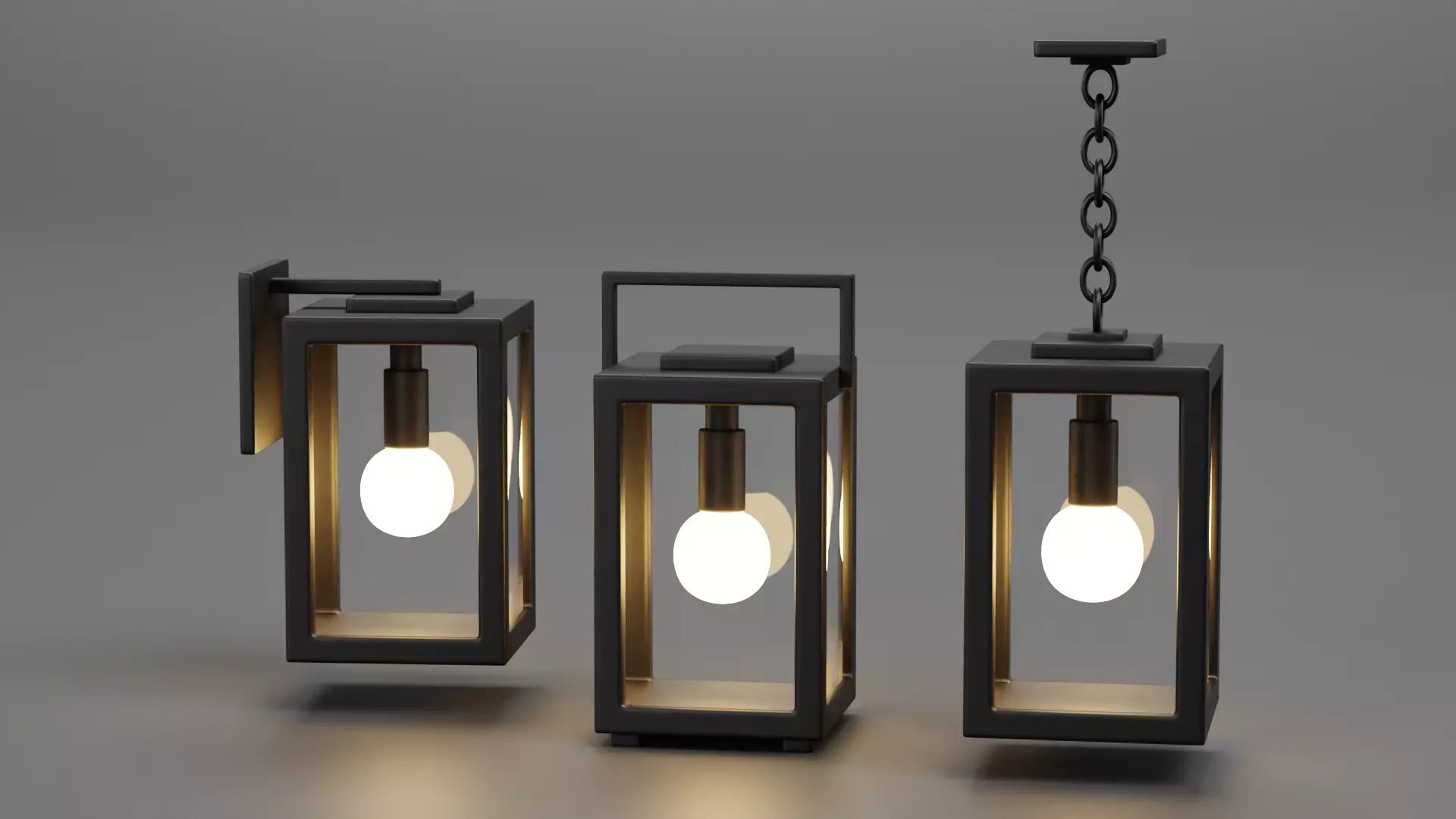 Modern Lantern Collection Low-poly 3D model_6