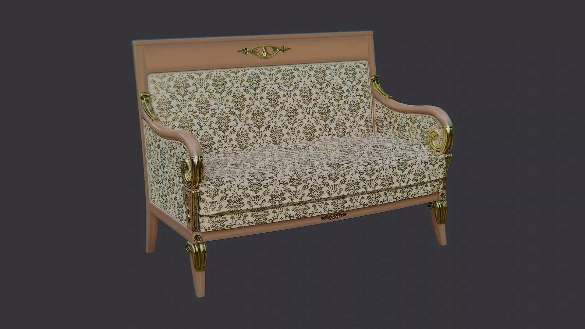 Fancy Victorian Sofa Low-poly 3D model_2