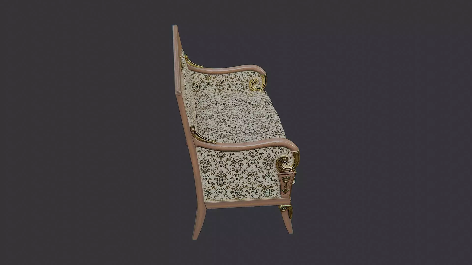 Fancy Victorian Sofa Low-poly 3D model_0