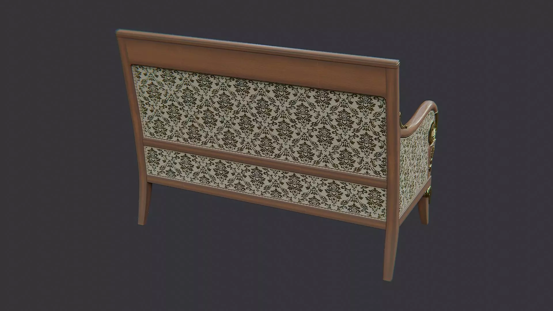 Fancy Victorian Sofa Low-poly 3D model_1