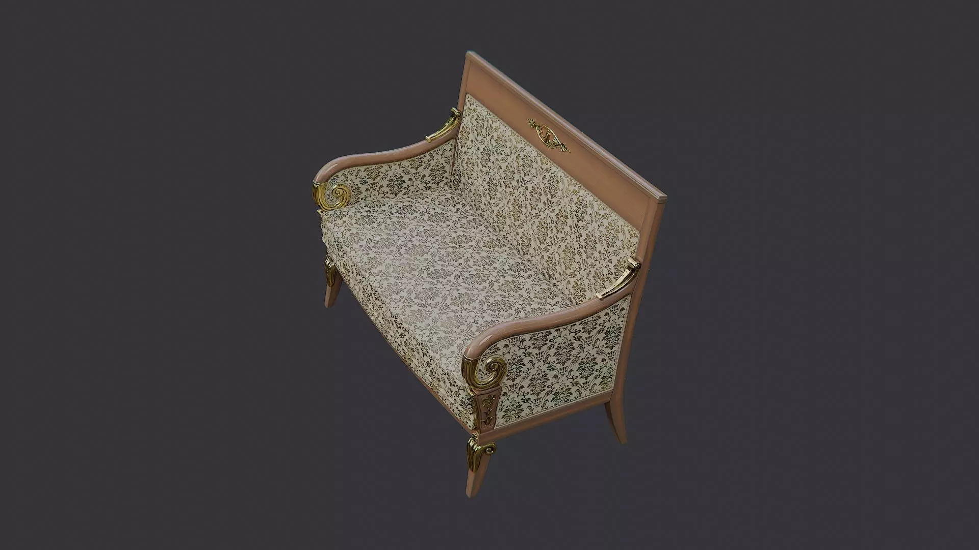 Fancy Victorian Sofa Low-poly 3D model_3