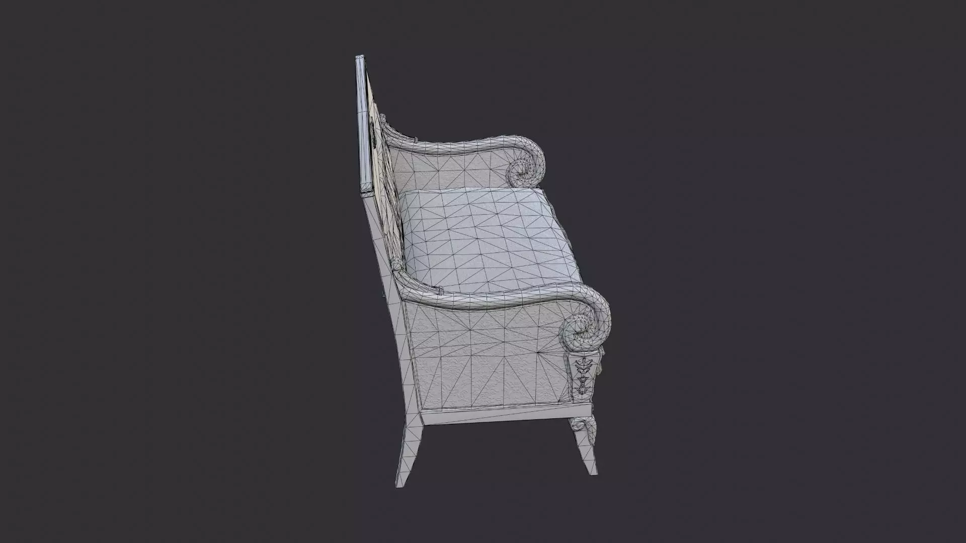 Fancy Victorian Sofa Low-poly 3D model_7