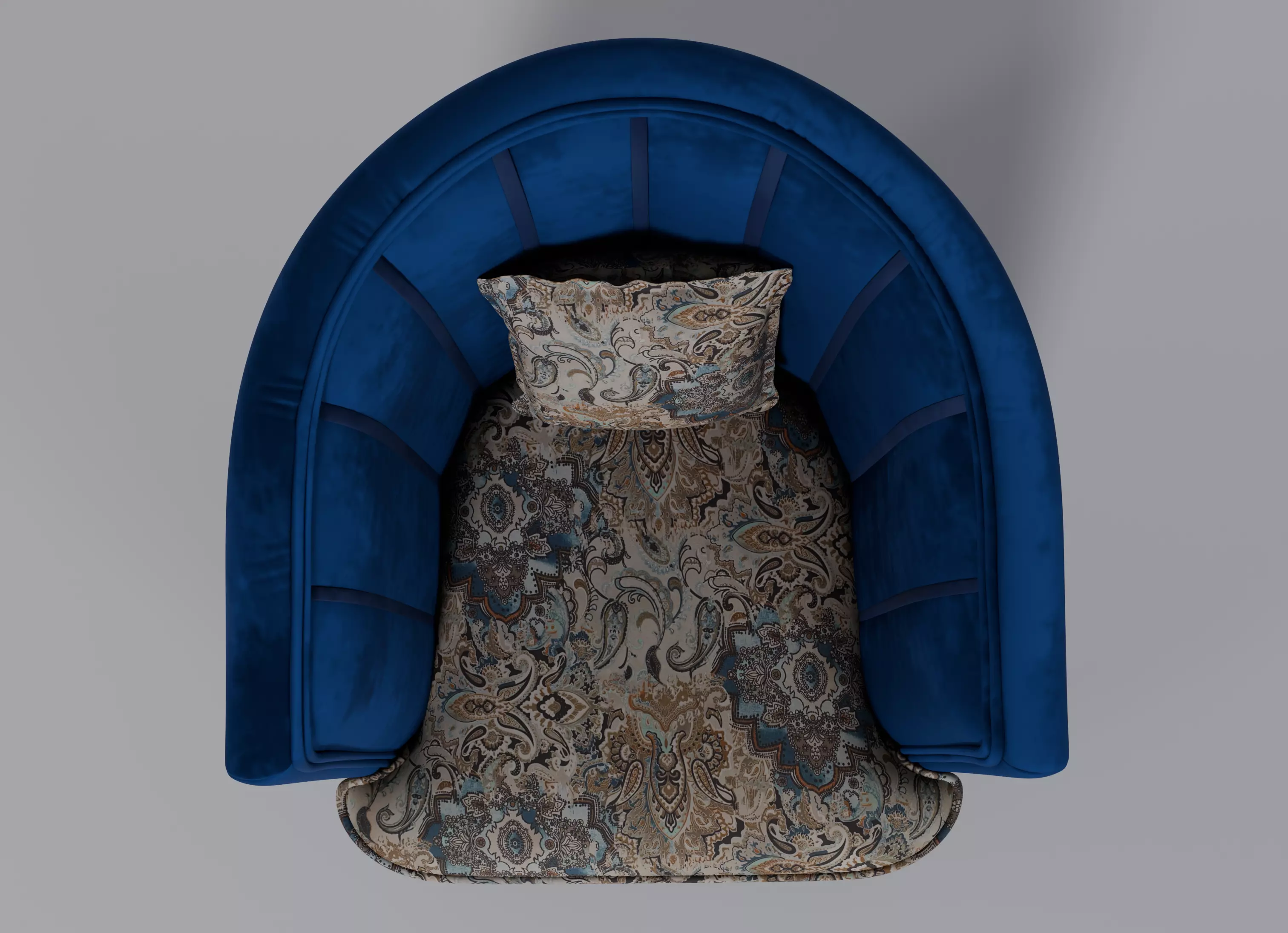 Velvet sofa chair 3D model_2