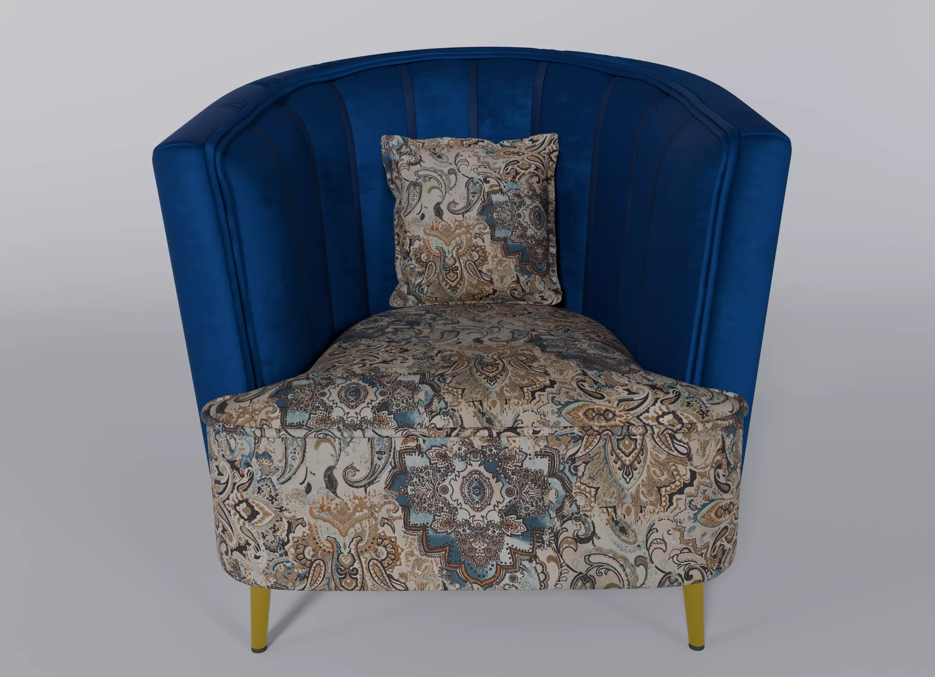 Velvet sofa chair 3D model_1