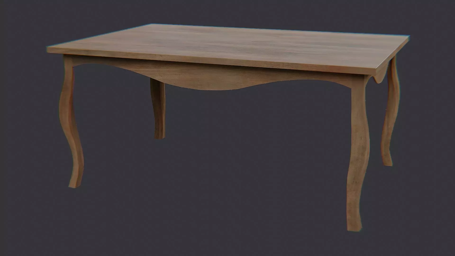 Elegant Wooden Dining Table with Carved Legs Low-poly 3D model_1