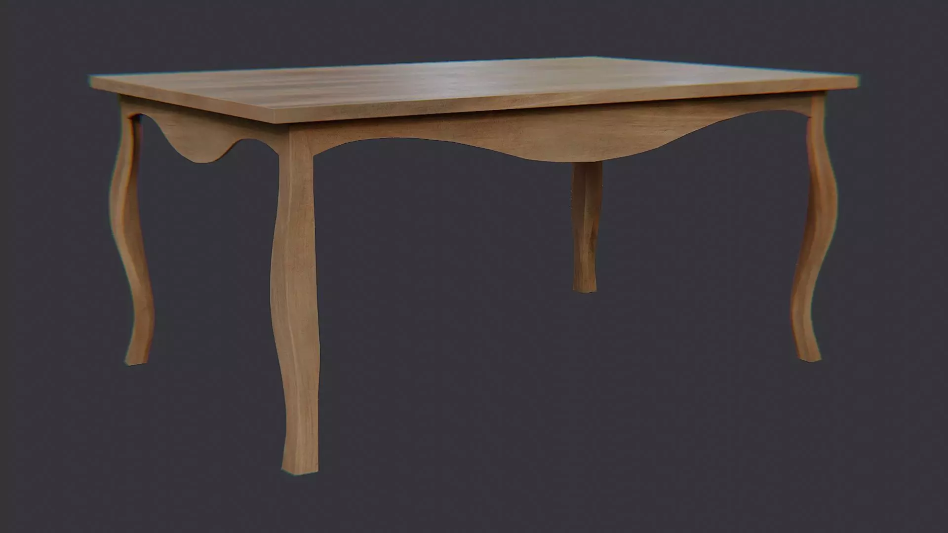 Elegant Wooden Dining Table with Carved Legs Low-poly 3D model_2