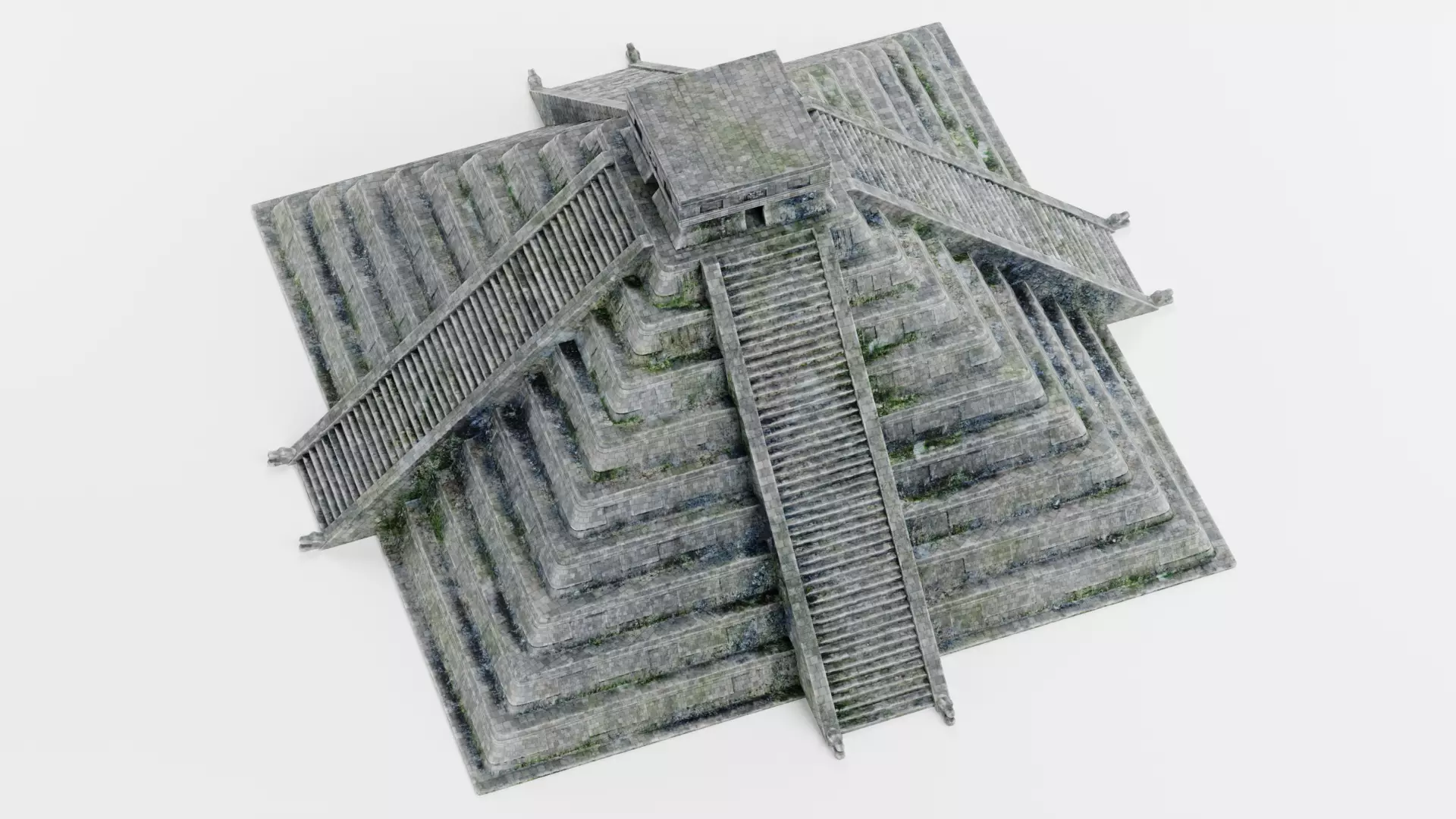 Mayan Pyramid V2 - Weathered Ancient Temple Architecture 3D model