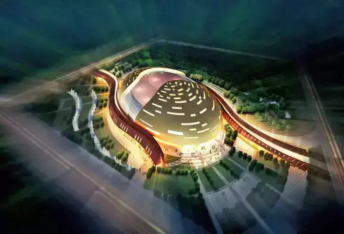 Futuristic Cultural Center with Elliptical Dome