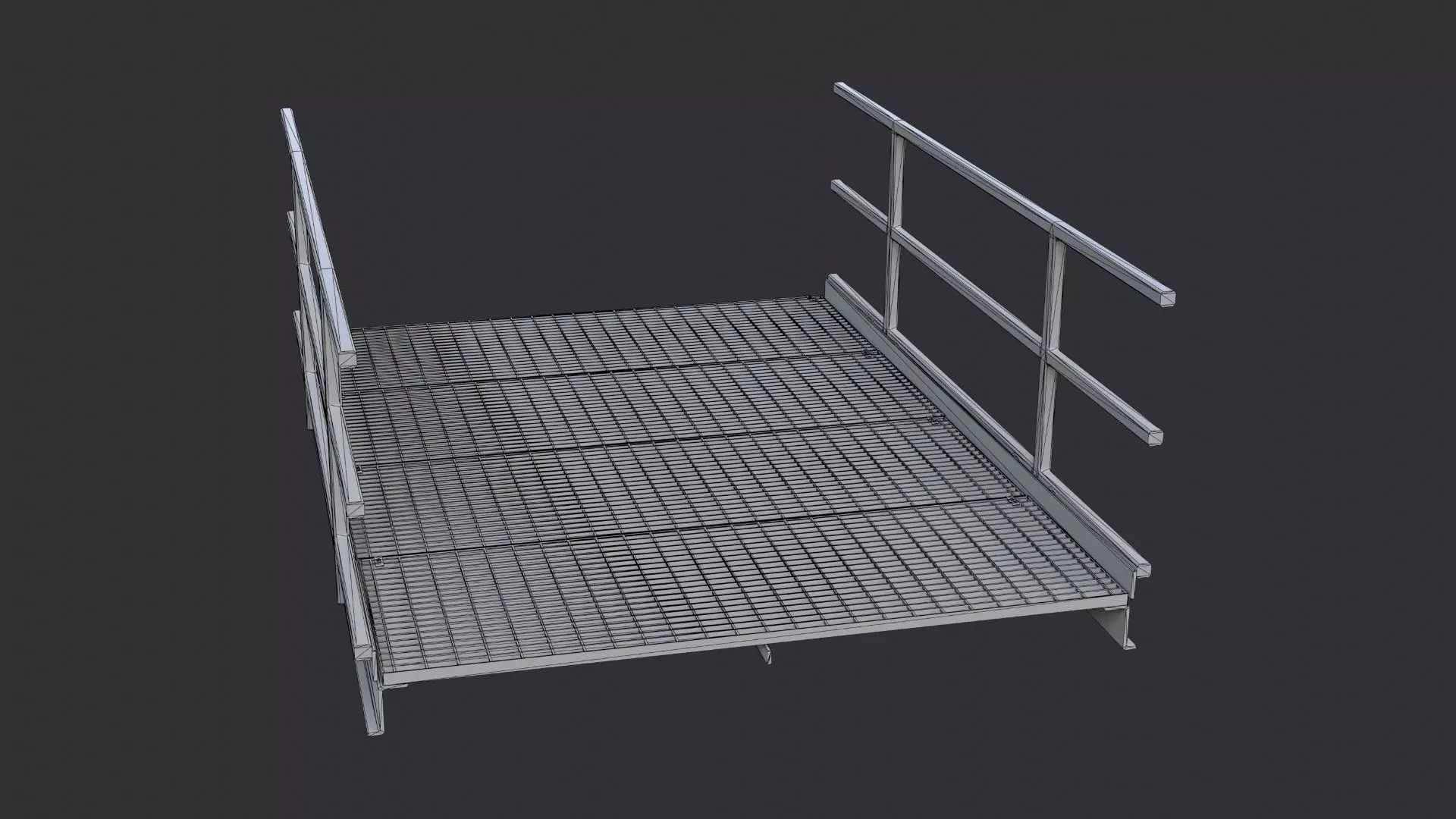 Galvanized Catwalk Platform with Railings Low-poly 3D model_7