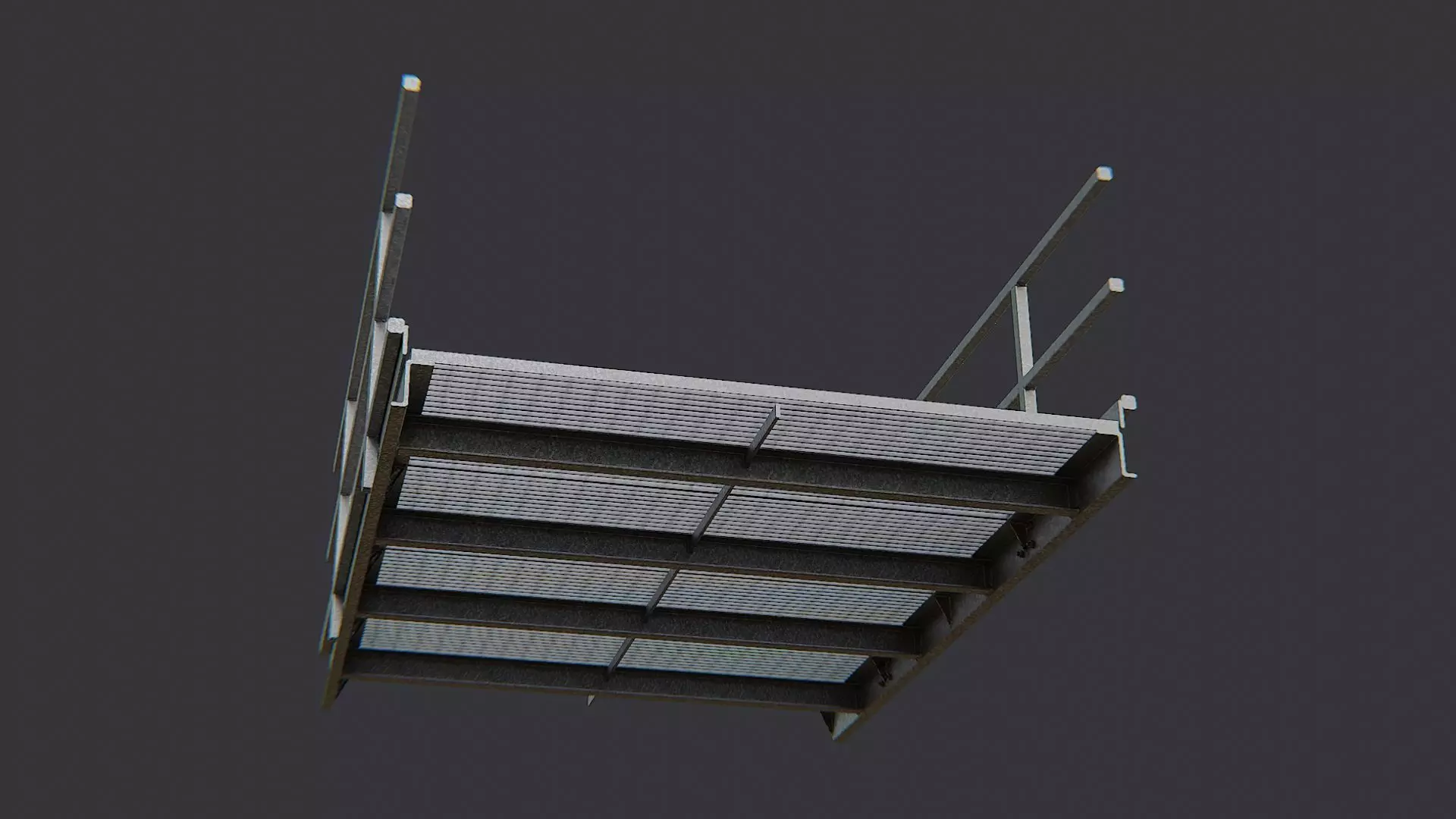 Galvanized Catwalk Platform with Railings Low-poly 3D model_5