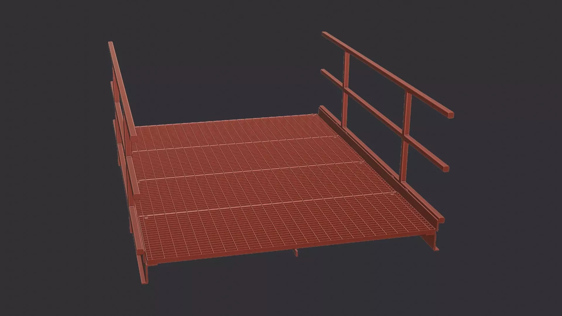 Galvanized Catwalk Platform with Railings Low-poly 3D model_6