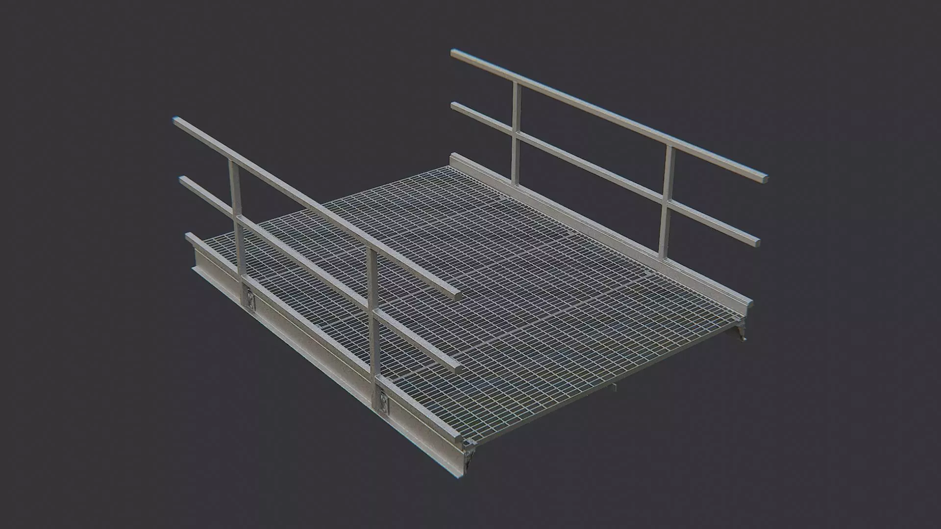Galvanized Catwalk Platform with Railings Low-poly 3D model_3