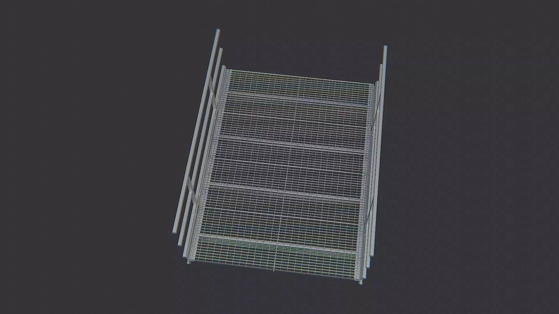 Galvanized Catwalk Platform with Railings Low-poly 3D model_4