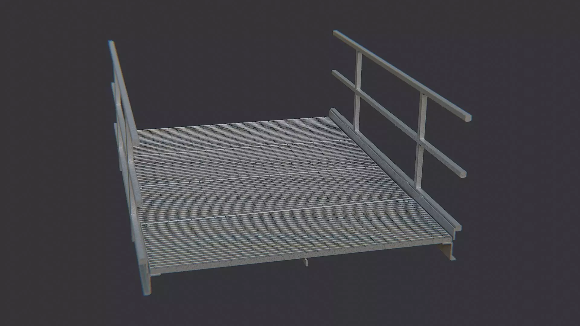 Galvanized Catwalk Platform with Railings Low-poly 3D model_0