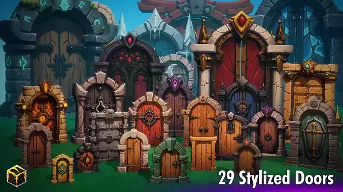 Emberdoors - 29 Stylized Lowpoly and Gameready Doors