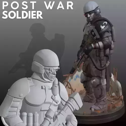 Post Apocalyptic Soldier STL Futuristic 3D 