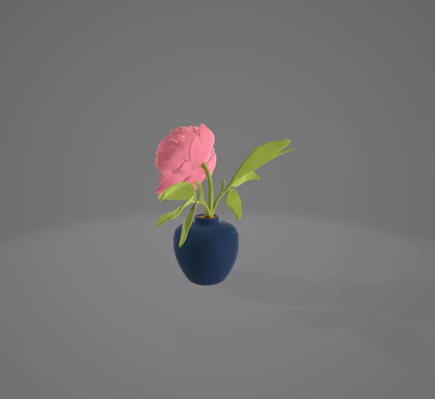 3D Flower in a Vase 3D model_3