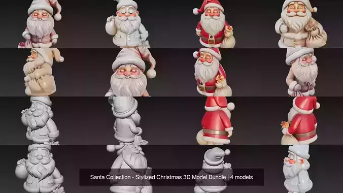 Santa Collection - Stylized Christmas 3D Model Bundle 