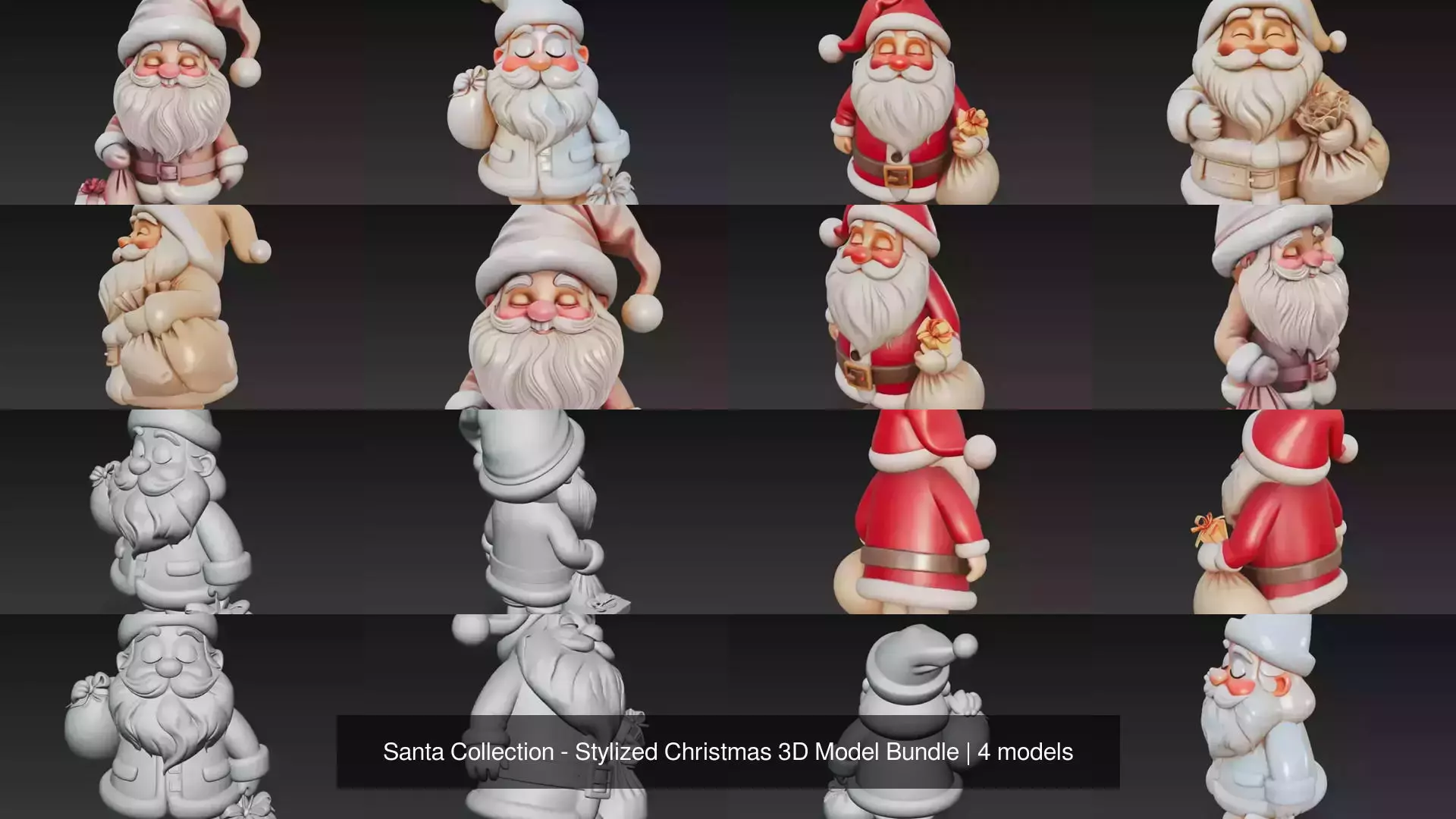 Santa Collection - Stylized Christmas 3D Model Bundle _0