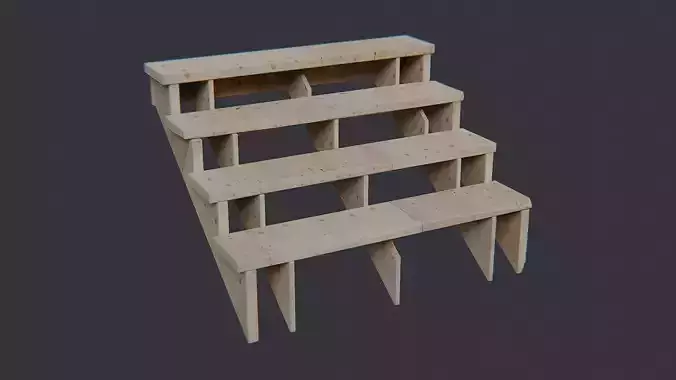 Wooden Middle Stair with Railing