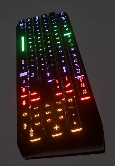 Gaming Keyboard RGB low poly game ready Free low-poly 3D model_3