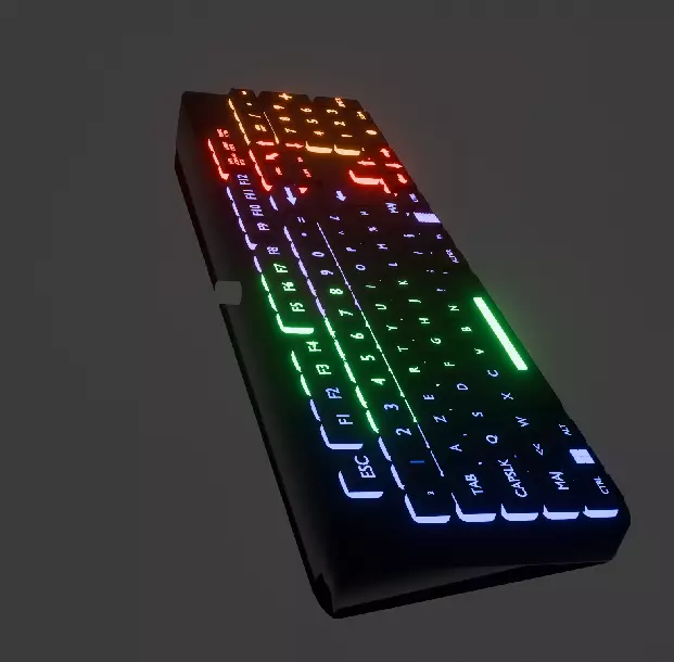Gaming Keyboard RGB low poly game ready Free low-poly 3D model_1