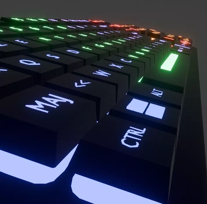 Gaming Keyboard RGB low poly game ready Free low-poly 3D model_4