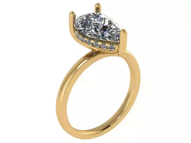 pear shape solitaire with under halo plain band 