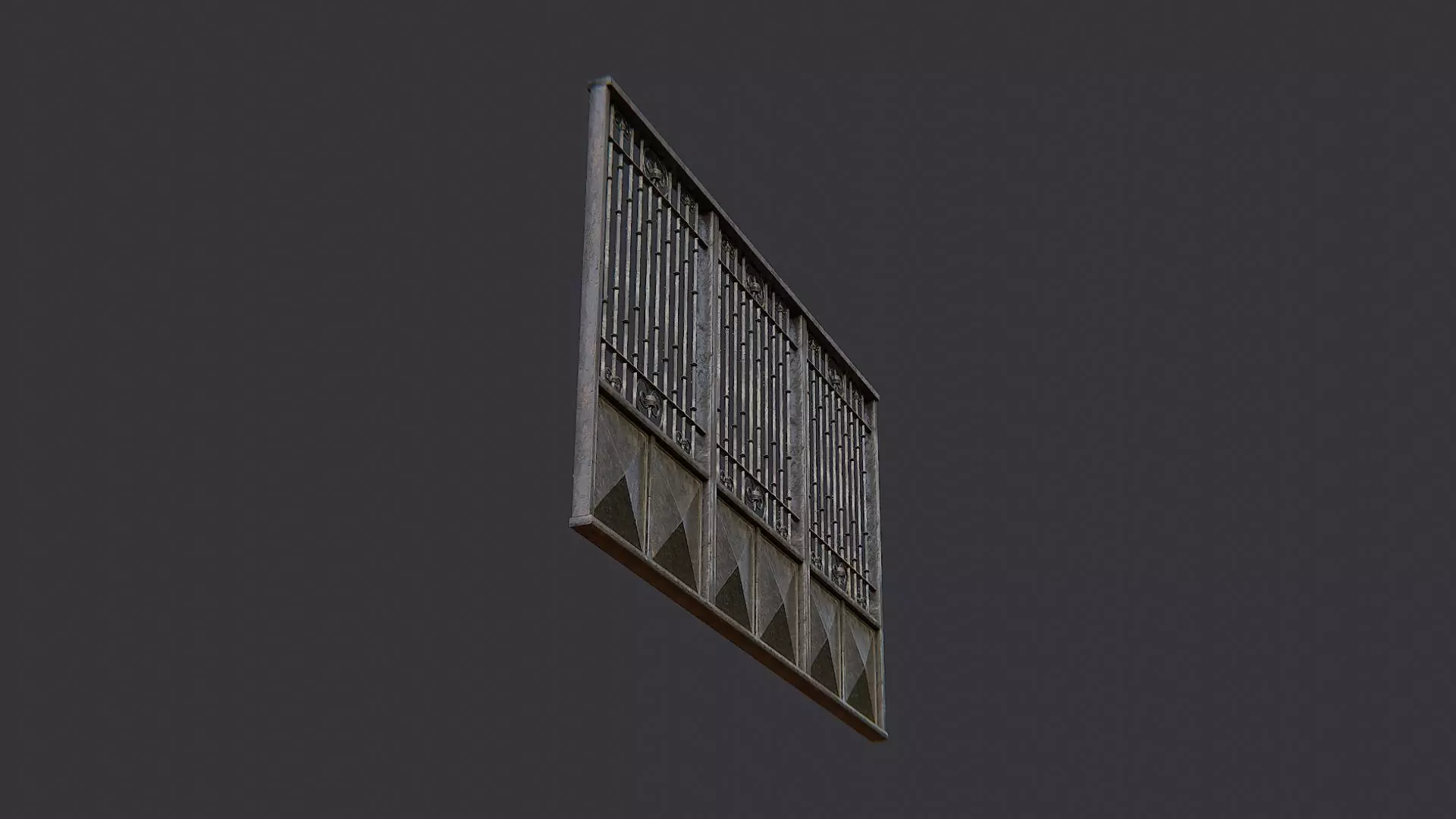 Long exterior metal gate Low-poly 3D model_5