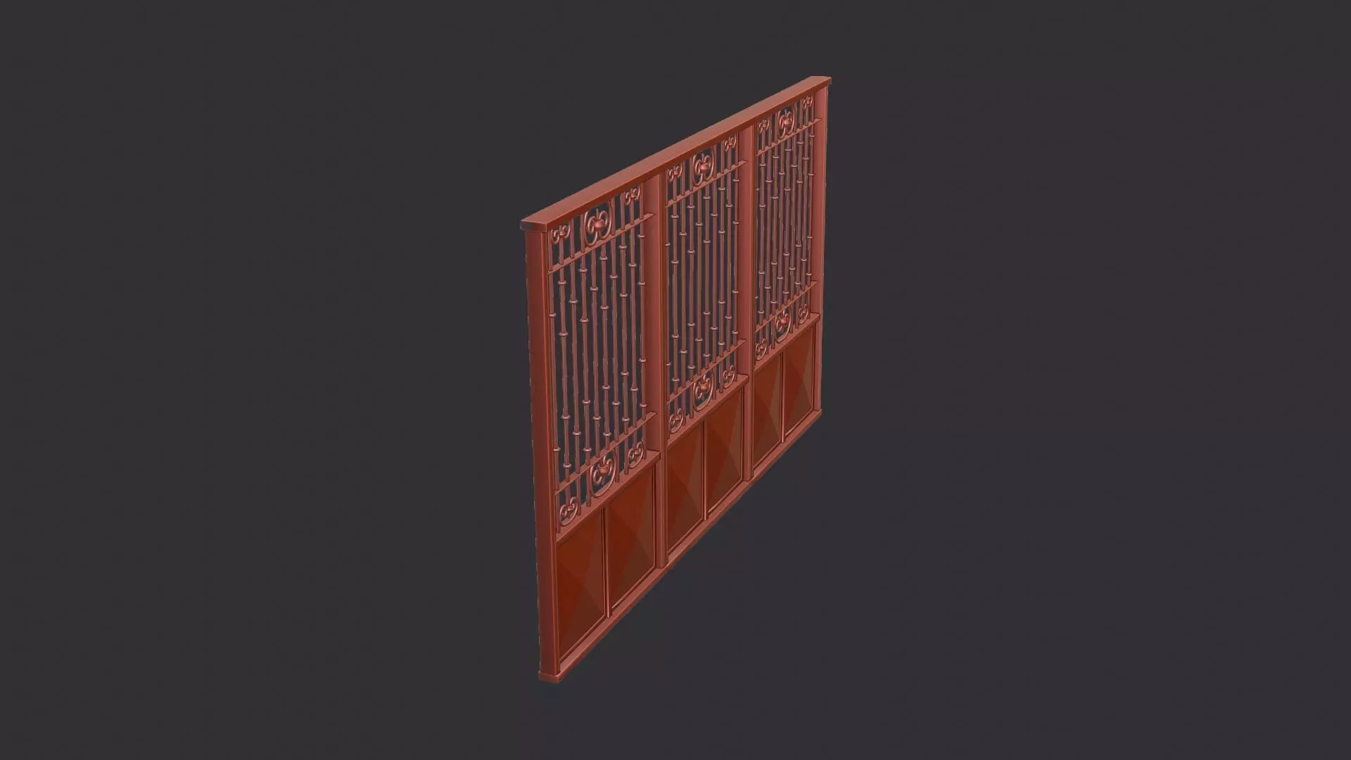 Long exterior metal gate Low-poly 3D model_6