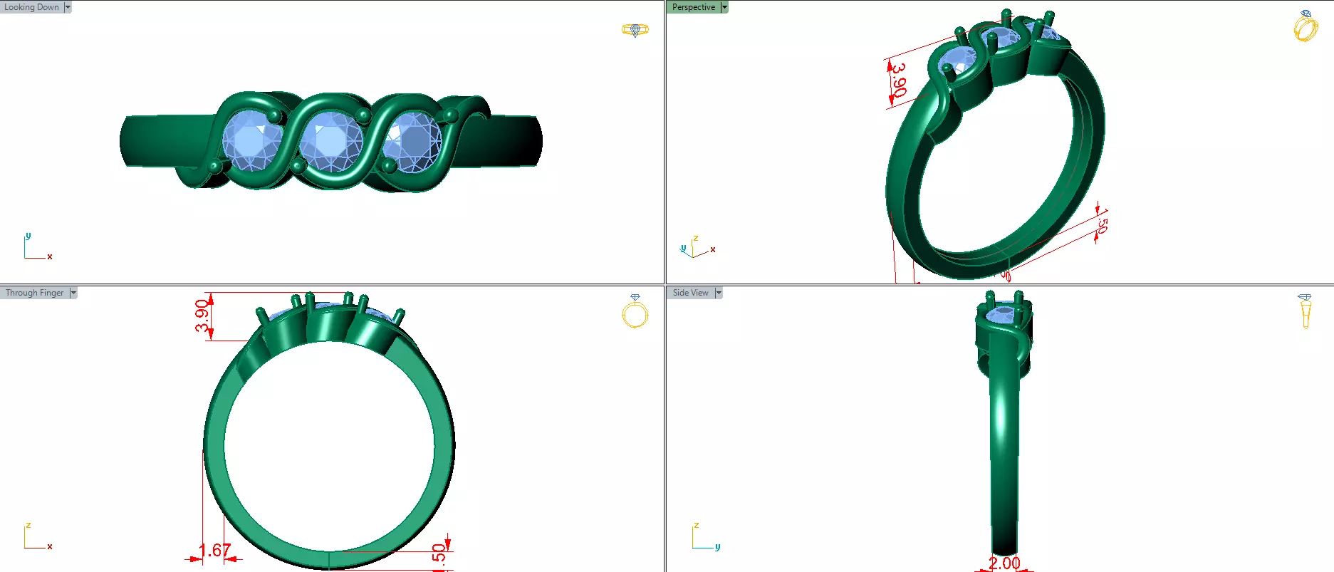 twisted trinity  band  3D print model_4