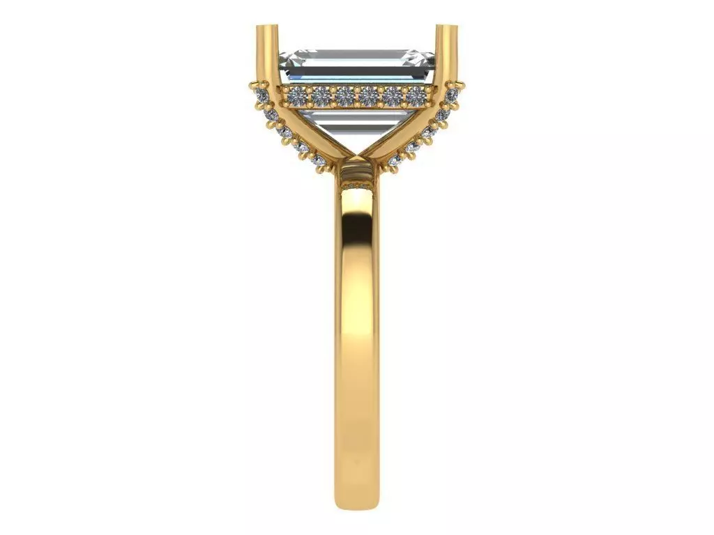 emerald cut solitare all under halo diamond on prongs 3D print model_3