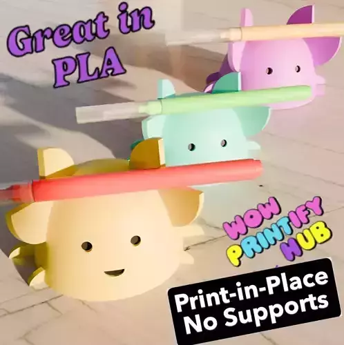 Cute Crab Pen Holder STL  Print-in-Place Desk Organizer 