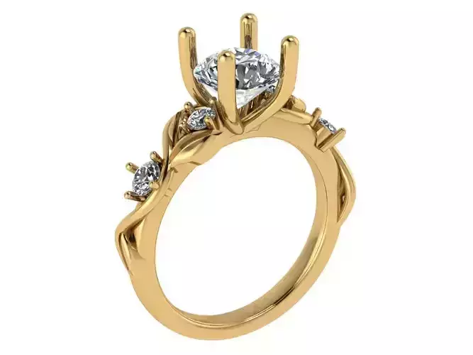 solitaire with leaves on shank 