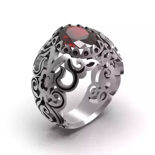 Men Oval Stone Islamic Style Ring Base 3D Model