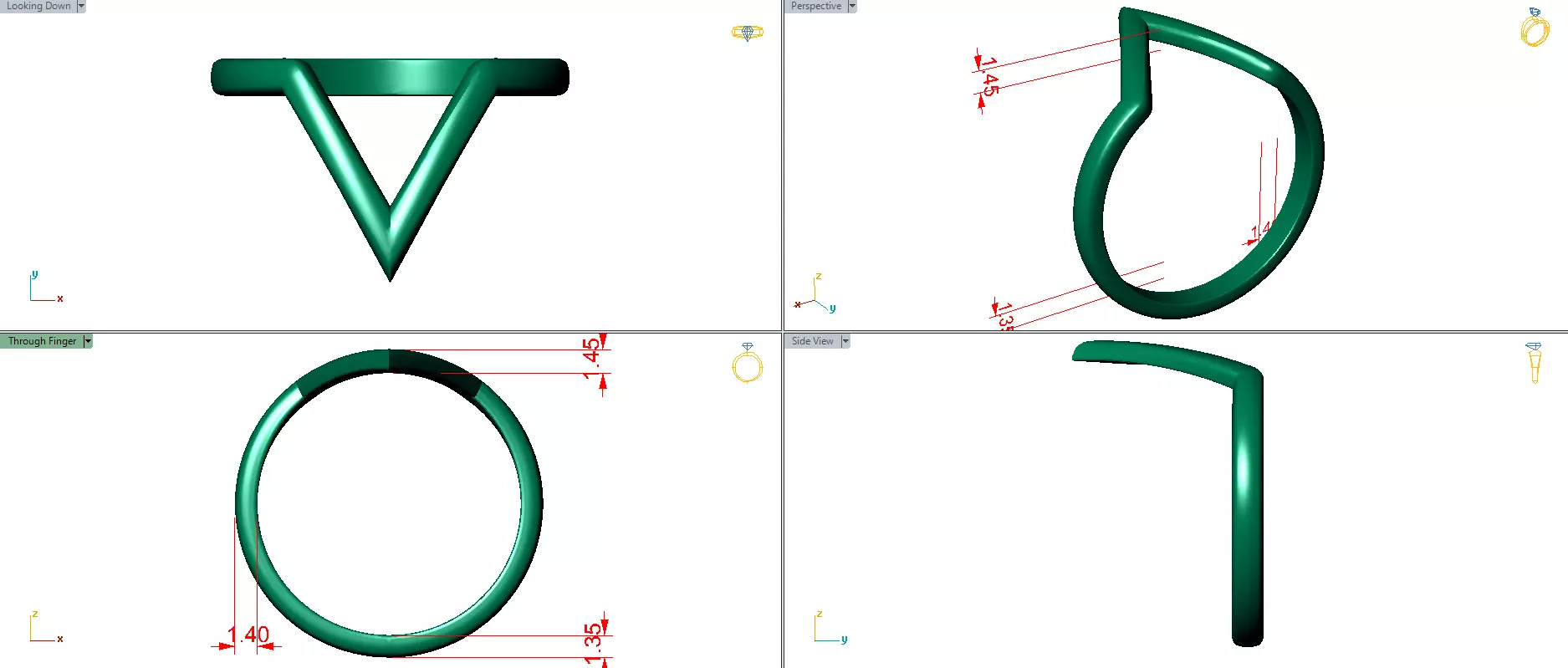 V shape fashion ring 3D print model_4