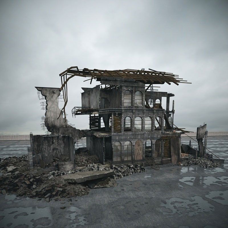 destroyed building 097 am165 3D model_1