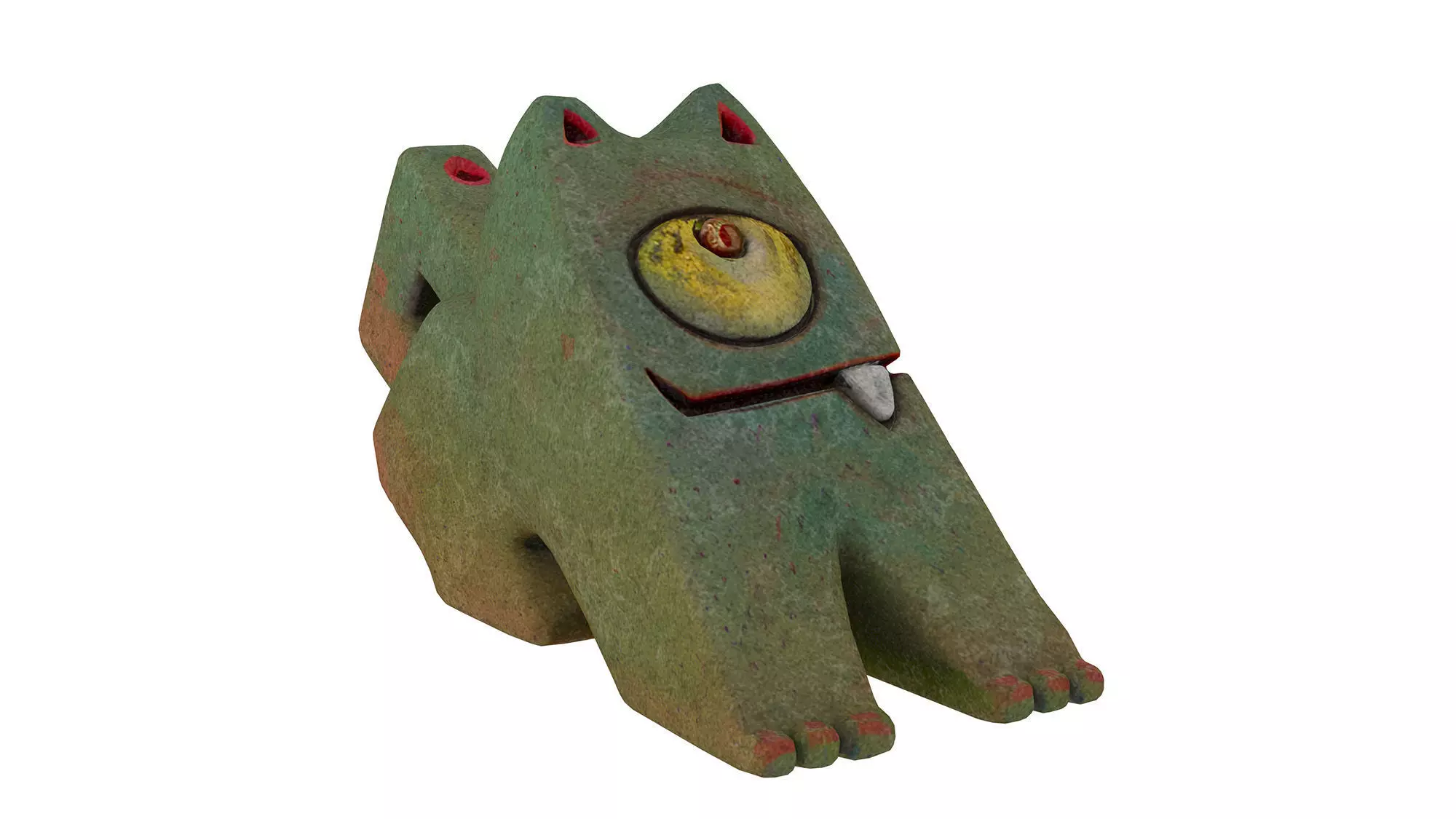 Cartoon-styled monster sculpture Low-poly 3D model