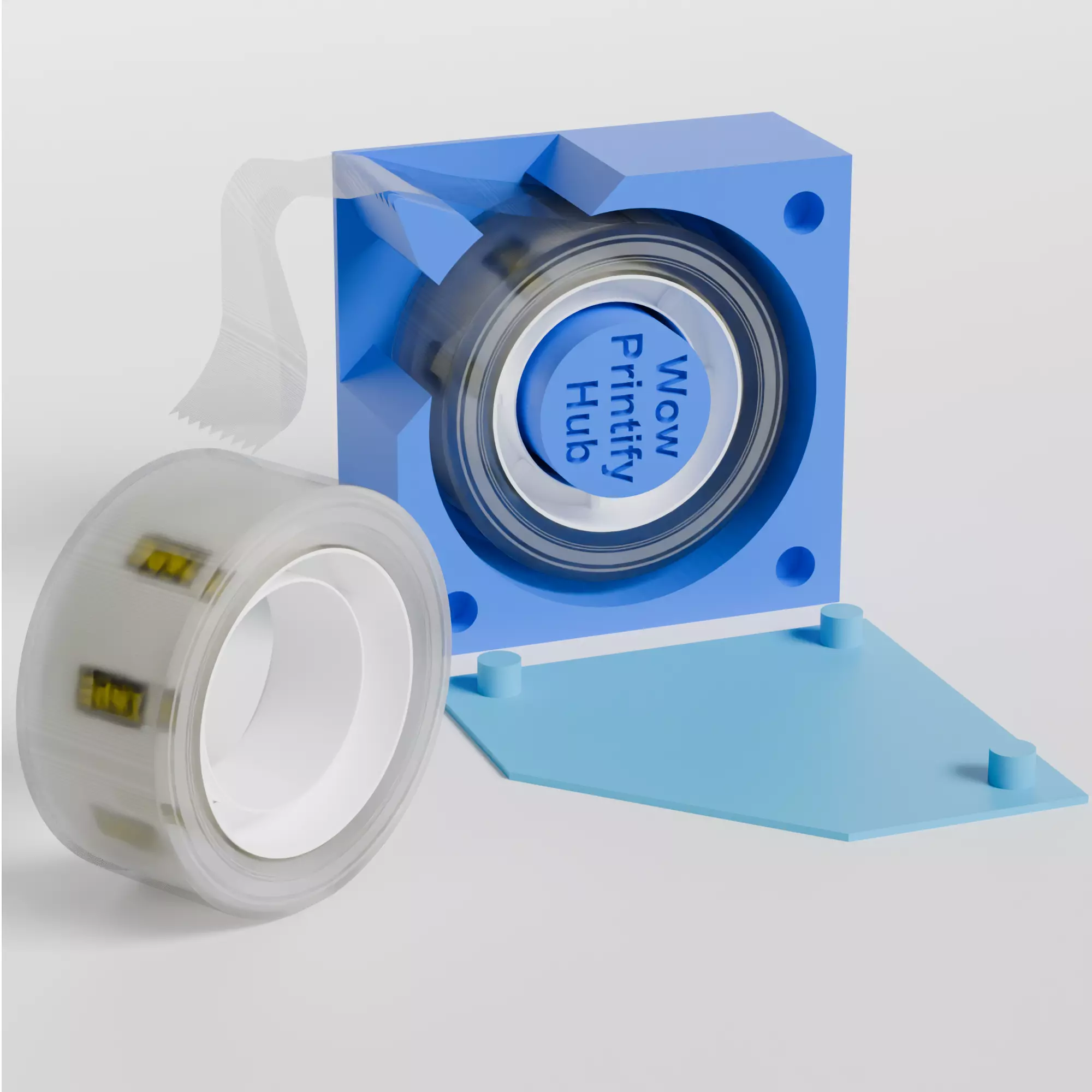 Small Clear cotch Tape Dispenser STL Handheld Easy Grip 3D print model_4