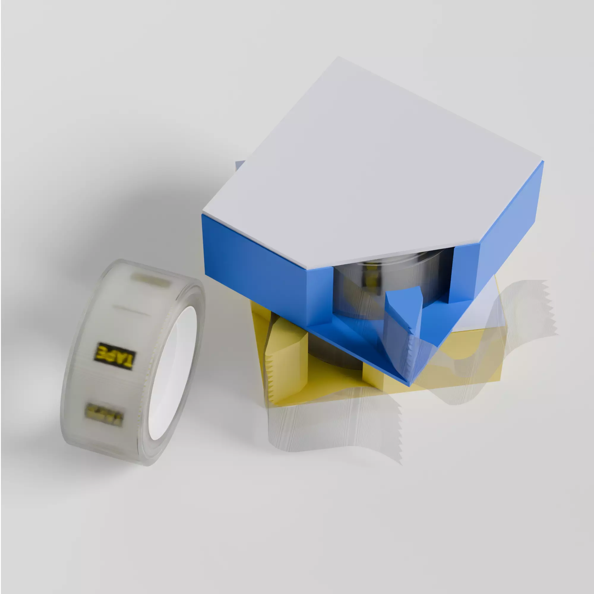 Small Clear cotch Tape Dispenser STL Handheld Easy Grip 3D print model_7